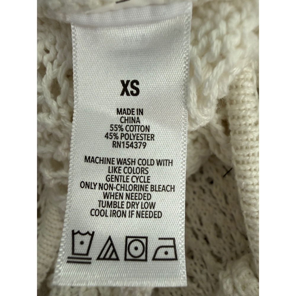 Aeropostale Women's Cream Open Knit Tie Front Cropped Cardigan Sweater Boho XS - Picture 10 of 10